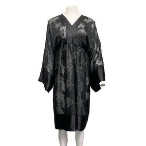 TTE 100% Silk Sheer Dress Flower Pattern